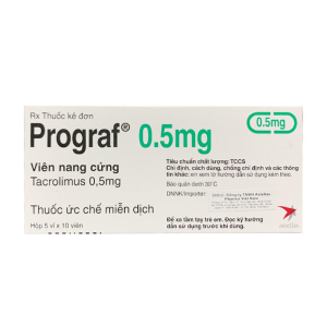 Prograf 0.5mg Astellas phòng ngừa thải ghép ở bệnh nhân ghép thận hoặc gan 50 viên